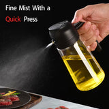 2 in 1 Oil Spray Bottle and Dispenser 470ml Olive Oil Sprayer for Cooking Air Fryer BBQ Baking and Salad Kitchen Tool