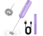 Rechargeable Milk Frother Handheld 2 in 1 Dual Spring Electric Whisk for Coffee Milk and Egg Frothing Kitchen Tool